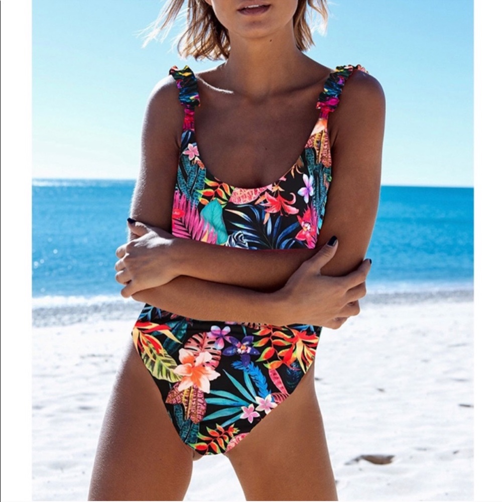 Floral Ruffle One Piece Swimsuit